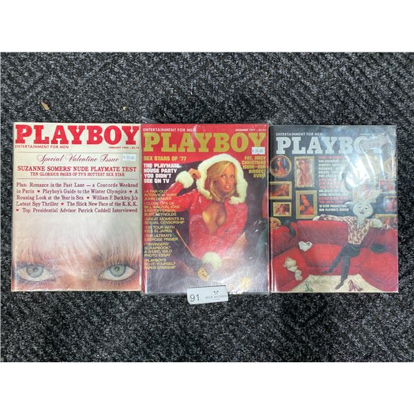 Set Of 3 Playboy Magazines (1980,1977) Good Condition