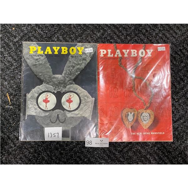 Set Of 2 Playboy Magazines (1957) Good Condition