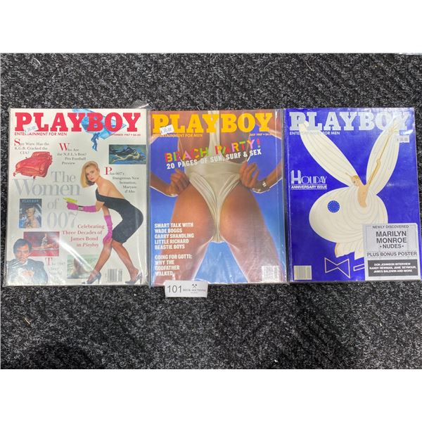 Set Of 3 Playboy Magazines (1987) Good Condition