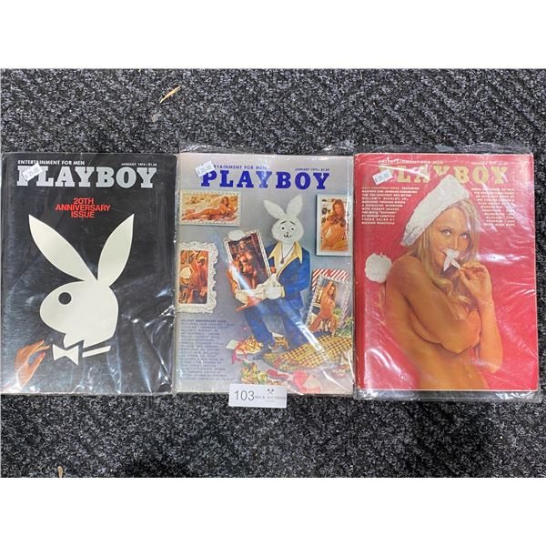 Set Of 3 Playboy Magazines (1970,1973,1974) Good Condition