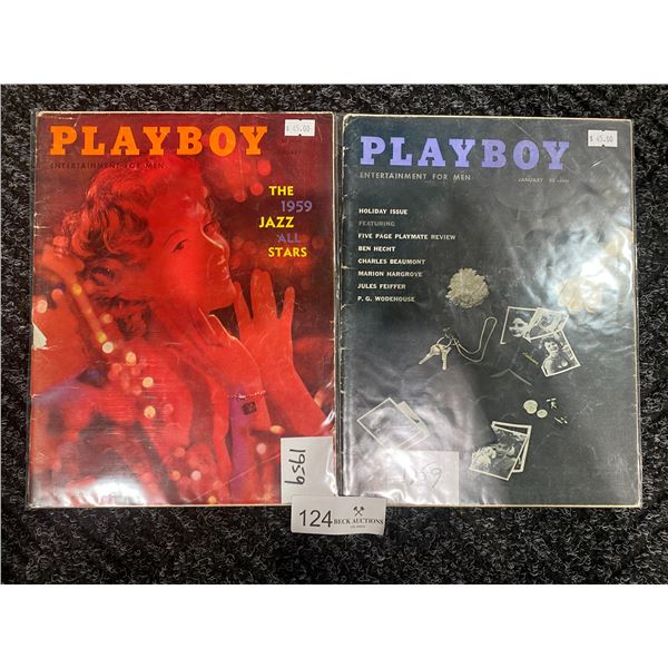 Set Of 2 Playboy Magazines (1959) Good Condition