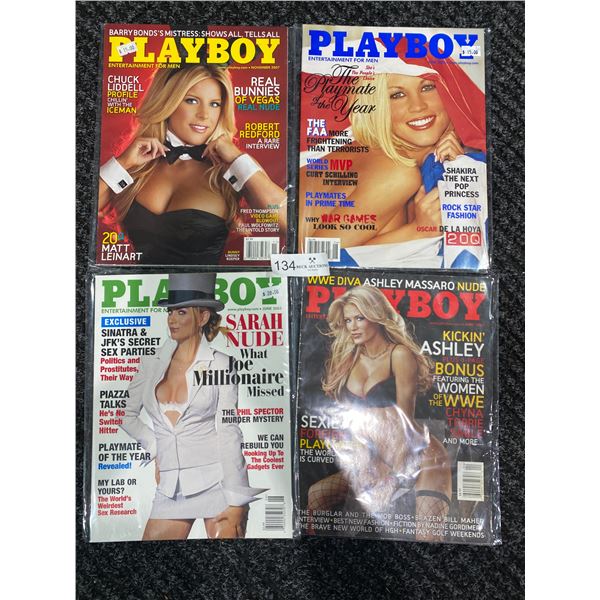 Set Of 4 Playboy Magazines (2002,2003,2007) Good Condition