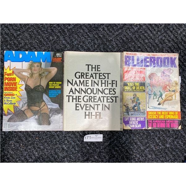 Set Of 3 Adult Magazines (Adam,Bluebook, Missing Cover)