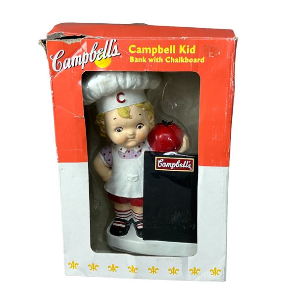 Campbell kid bank with chalkboard figure vintage Campbell's soup