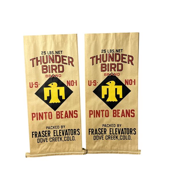 Thunderbird brand pinto beans Fraser elevators 25 pound bean bag lot