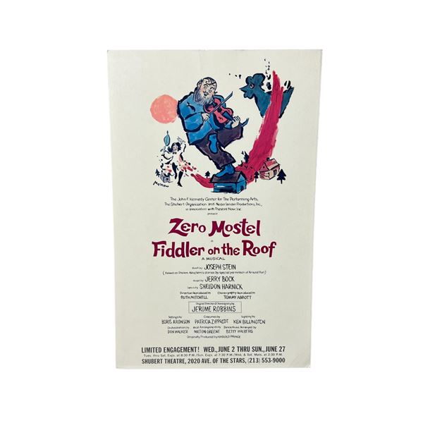 Broadway musical fiddler on the roof poster window card 14" x 22"