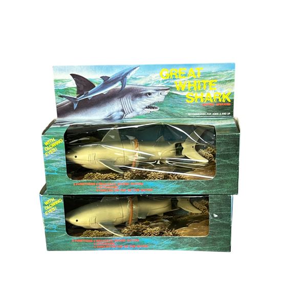 Great white shark battery operated toy with glowing eyes  in box