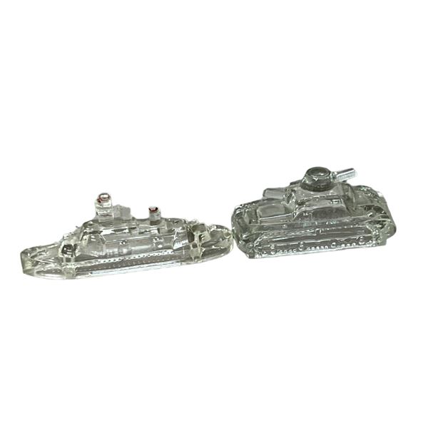Vintage depression glass tank battleship Collection lot