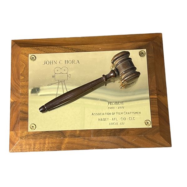 John hora Hollywood legend cinematographer personal President Association of film craftsman plaque a