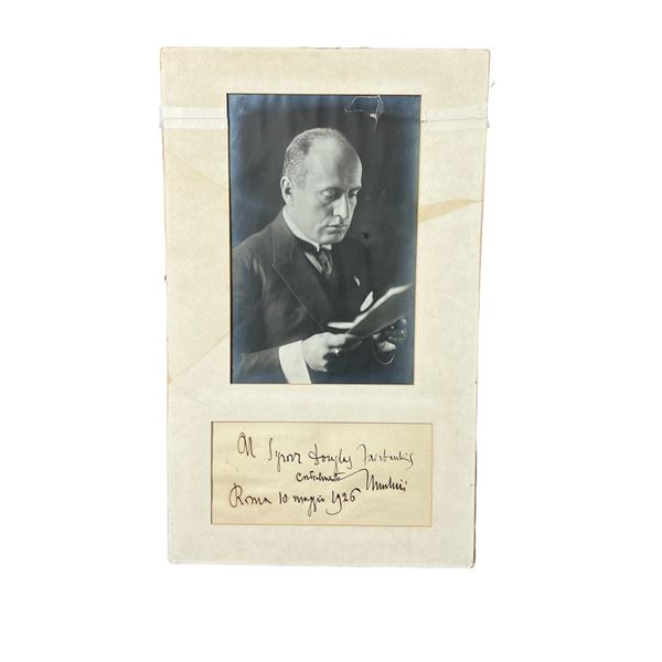 Benito Mussolini signed autograph note to actor Douglas Fairbanks with photo COA PSA DNA