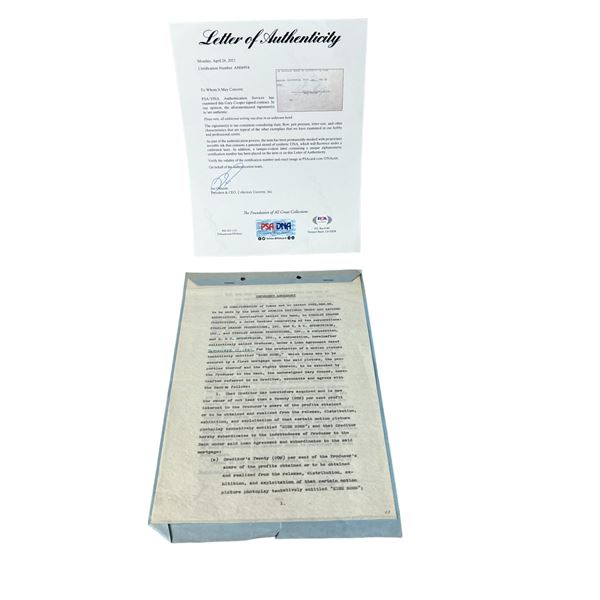 Gary Cooper Signed High Noon Movie Film Contract With COA PSA DNA Certified