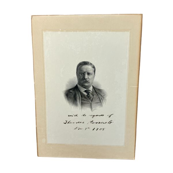 President Theodore Teddy Roosevelt signed etching with letter of authenticity JSA COA