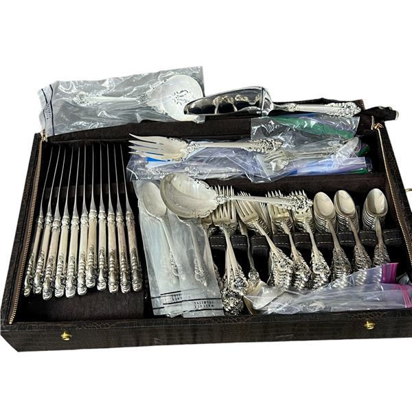Wallace Grand Baroque Sterling Silver Flatware Set Service For 24 206 pieces