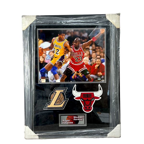 Michael Jordan Magic Johnson dual signed photograph upper deck COA # 48 / 100