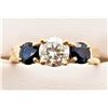 Image 1 : 10K YELLOW GOLD MOISSANITE(0.6CT) SAPPHIRE(0.5CT)  RING (SIZE 5) (WEIGHT 2.82G)