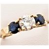 Image 2 : 10K YELLOW GOLD MOISSANITE(0.6CT) SAPPHIRE(0.5CT)  RING (SIZE 5) (WEIGHT 2.82G)