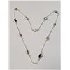 Image 1 : SILVER GENUINE MULTI GEMSTONE 18" (10CT)  NECKLACE (WEIGHT 7.56G