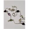 Image 3 : SILVER GENUINE MULTI GEMSTONE 18" (10CT)  NECKLACE (WEIGHT 7.56G