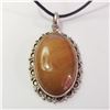 Image 1 : SILVER LARGE GEMSTONE W/ CORD PENDANT (WEIGHT 15.76G)