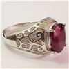 Image 2 : SILVER RUBY  RING (SIZE 10)  (WEIGHT 6.36G)