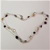 Image 1 : SILVER MULTI GEMSTONE  NECKLACE (LENGTH 35INCHES) (WEIGHT 9.13G)