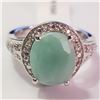 Image 1 : SILVER EMERALD(3.2CT) WHITE TOPAZ  RING (SIZE 7) (WEIGHT 5.88G)