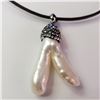 Image 1 : SILVER FREE FORM FRESH WATER PEARL W/ CORD PENDANT) (WEIGHT 1.6G)