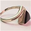 Image 2 : SILVER BLACK ONYX  RING (SIZE 7.5) (WEIGHT 4.28G)