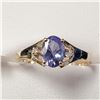 Image 1 : 10K YELLOW GOLD TANZANITE(0.9CT) DIAMOND(0.02CT)  RING (SIZE 7.5) (WEIGHT 1.6G)