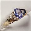 Image 2 : 10K YELLOW GOLD TANZANITE(0.9CT) DIAMOND(0.02CT)  RING (SIZE 7.5) (WEIGHT 1.6G)