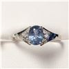 Image 1 : 10K WHITE GOLD SAPPHIRE(1CT) DIAMOND(0.06CT)  RING (SIZE 7) (WEIGHT 1.75G)