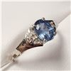 Image 2 : 10K WHITE GOLD SAPPHIRE(1CT) DIAMOND(0.06CT)  RING (SIZE 7) (WEIGHT 1.75G)
