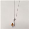 Image 2 : 10K WHITE GOLD OPAL(0.5CT) DIAMOND(0.2CT)  NECKLACE (WEIGHT 1.53G)