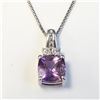 Image 1 : SILVER AMETHYST 18" (1.5CT) DIAMOND(0.04CT)  NECKLACE