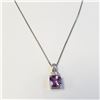 Image 2 : SILVER AMETHYST 18" (1.5CT) DIAMOND(0.04CT)  NECKLACE