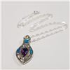 Image 2 : SILVER OPALITE CUBIC ZIRCONIA  NECKLACE (LENGTH 20INCHES) (WEIGHT 6.59G)