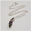 Image 2 : SILVER PERIDOT AMETHYST  NECKLACE (LENGTH 18INCHES) (WEIGHT 3.71G)