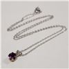 Image 2 : SILVER AMETHYST  NECKLACE (LENGTH 20INCHES)