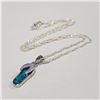 Image 2 : SILVER OPALITE CUBIC ZIRCONIA  NECKLACE (LENGTH 18INCHES) (WEIGHT 4.6G)