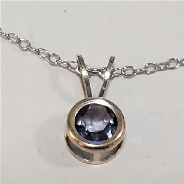 SILVER IOLITE  NECKLACE (LENGTH 20INCHES)