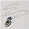 Image 2 : SILVER OPALITE AMETHYST  NECKLACE (LENGTH 19INCHES) (WEIGHT 4.69G)