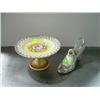 Image 1 : LOT OF 2 LIMOGES CERAMIC SHOE AND ROSE PAINTED COMPOTE