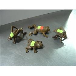 LOT OF 4 CAST IRON ANIMAL FIGURINES; 2-FROGS; GRASSHOPPER; FLY