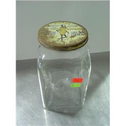 PLANTERS PEANUT JAR WITH LID (LID ROUGH); JAR MARKED 1940 LEAP YEAR JAR ON BOTTOM
