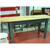 Image 1 : NEWER PINE FARM STYLE TABLE; NATURAL TOP AND BLUISH BASE