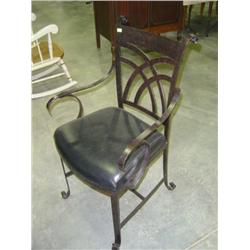 HEAVY METAL FRAMED CHAIR WITH BLACK LEATHER SEAT