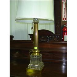 GLASS AND BRASS TABLE LAMP