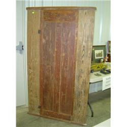 OLD PINE CORNER CUPBOARD; FRONT 37 1/2" WIDE X 67 1/2" TALL