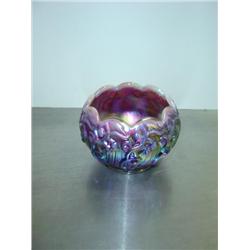 FENTON PURPLE IRIDESCENT ROSE BOWL