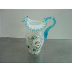 FENTON PAINTED WATER PITCHER FOR QVC 90TH ANNIVERSARY